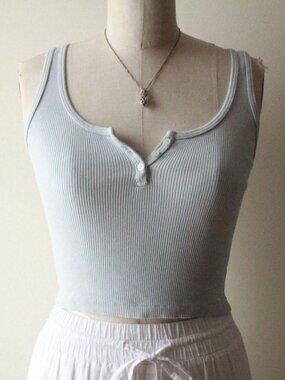 baby blue brandy melville ribbed henley tank